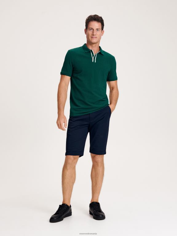 verde Reserved bărbați îmbrăcăminte tricou polo cu talie regulată 648HZ1082