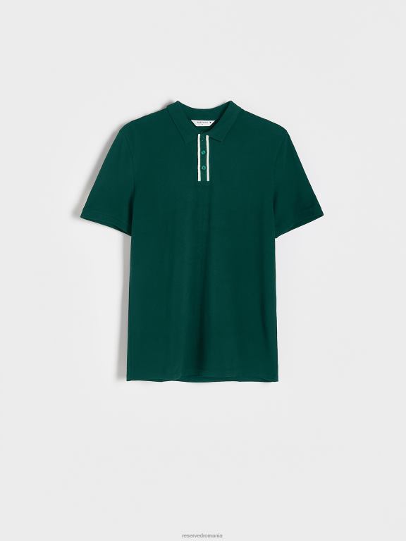 verde Reserved bărbați îmbrăcăminte tricou polo cu talie regulată 648HZ1082