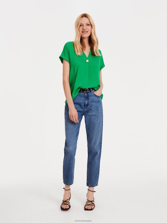 verde Reserved femei îmbrăcăminte bluză din viscoză 648HZ313