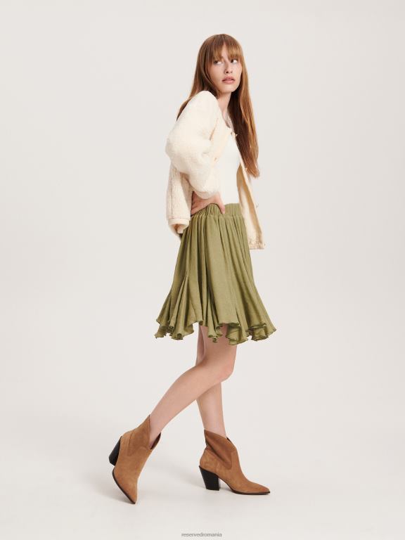 verde Reserved femei îmbrăcăminte fusta mini bogata in vascoza 648HZ75