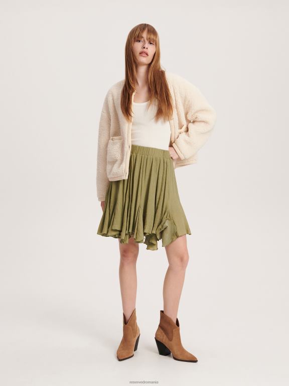 verde Reserved femei îmbrăcăminte fusta mini bogata in vascoza 648HZ75
