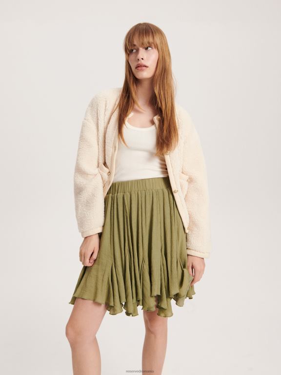 verde Reserved femei îmbrăcăminte fusta mini bogata in vascoza 648HZ75