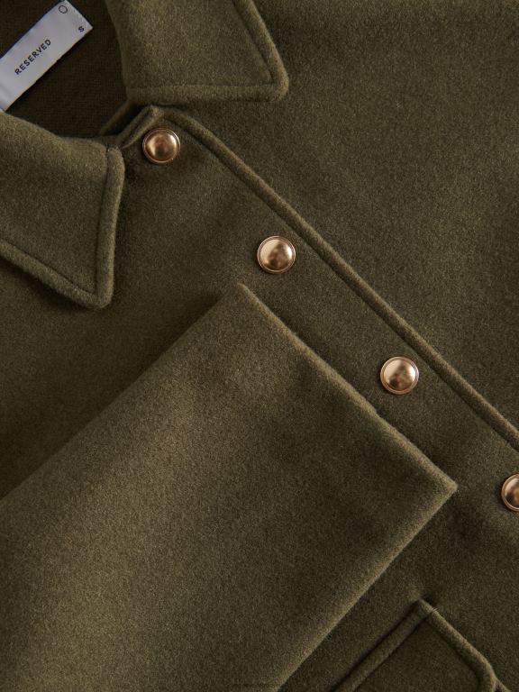 verde Reserved femei îmbrăcăminte jachetă cu guler 648HZ894