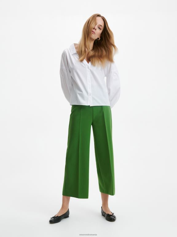 verde Reserved femei îmbrăcăminte pantaloni eleganti cu pliu presat 648HZ9