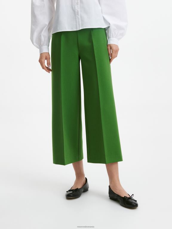 verde Reserved femei îmbrăcăminte pantaloni eleganti cu pliu presat 648HZ9