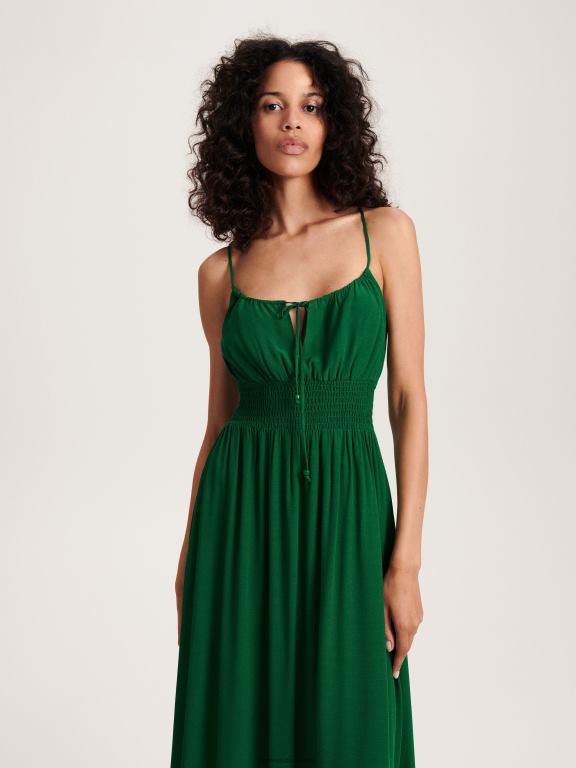 verde Reserved femei îmbrăcăminte rochie din vascoza 648HZ83