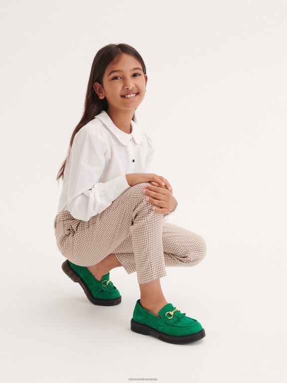 verde Reserved fetelor pantofi mocasini de piele intoarsa 648HZ1884