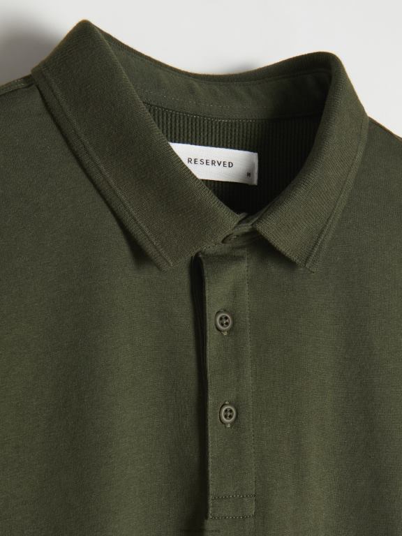 verde inchis Reserved bărbați îmbrăcăminte tricou polo cu talie regulată 648HZ1103