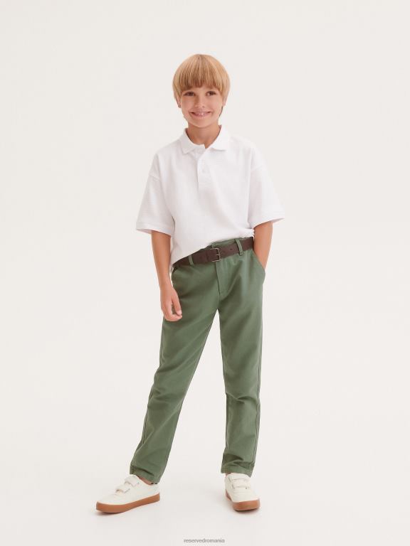 verde palid Reserved băieți îmbrăcăminte pantaloni chino cu centura 648HZ2115