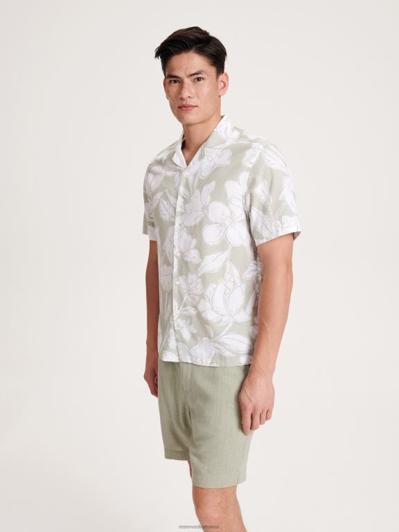 verde palid Reserved bărbați îmbrăcăminte cămașă bogată în in cu potrivire regulată 648HZ1391