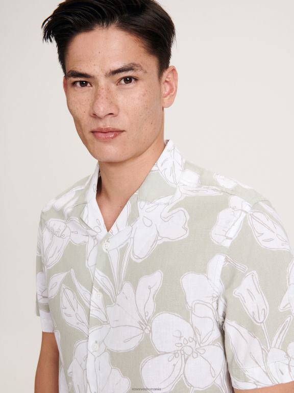 verde palid Reserved bărbați îmbrăcăminte cămașă bogată în in cu potrivire regulată 648HZ1391