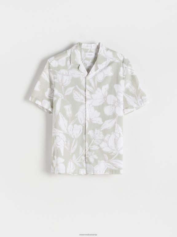 verde palid Reserved bărbați îmbrăcăminte cămașă bogată în in cu potrivire regulată 648HZ1391