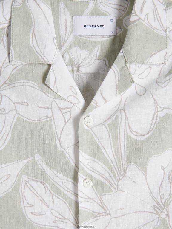 verde palid Reserved bărbați îmbrăcăminte cămașă bogată în in cu potrivire regulată 648HZ1391