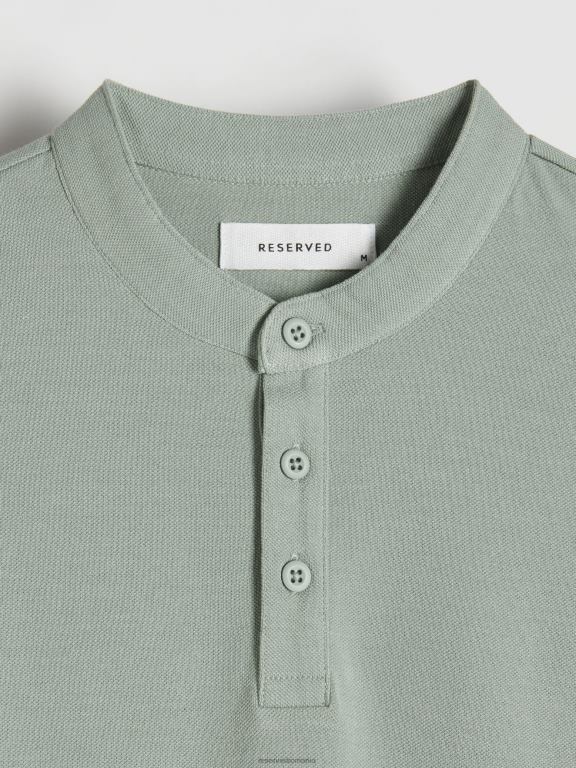 verde palid Reserved bărbați îmbrăcăminte tricou polo cu talie regulată cu guler ridicat 648HZ1117