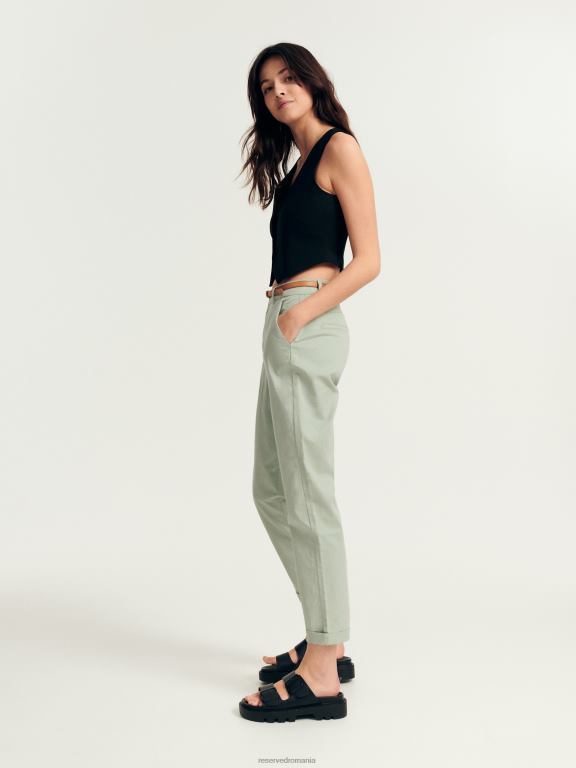 verde palid Reserved femei îmbrăcăminte pantaloni chino cu centura 648HZ689