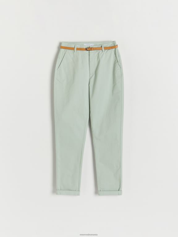 verde palid Reserved femei îmbrăcăminte pantaloni chino cu centura 648HZ689