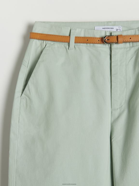 verde palid Reserved femei îmbrăcăminte pantaloni chino cu centura 648HZ689