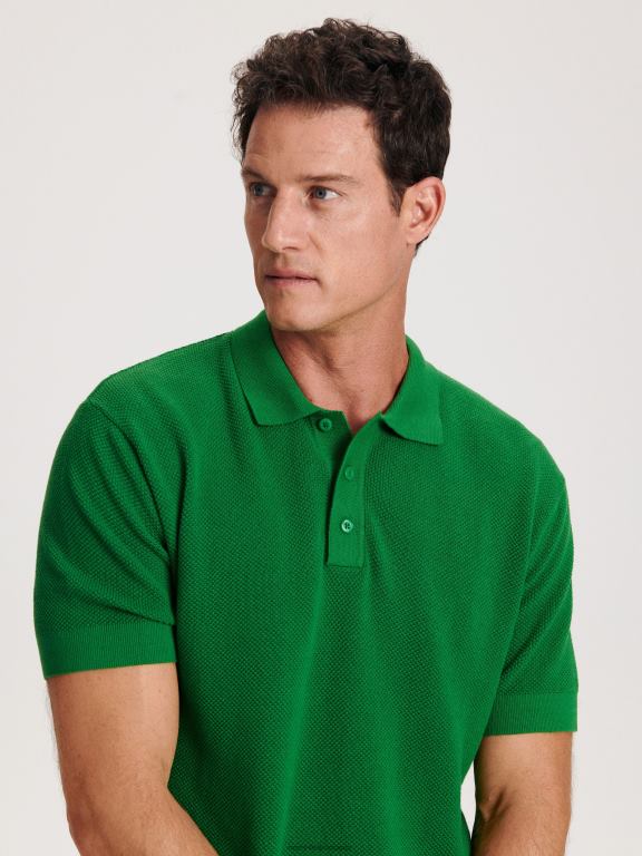 verde proaspăt Reserved bărbați îmbrăcăminte tricou polo din tricou 648HZ1110