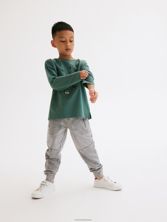 verde teal Reserved băieți îmbrăcăminte tricou pokemon supradimensionat cu maneca lunga 648HZ2067