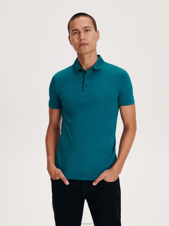 verde teal Reserved bărbați îmbrăcăminte tricou polo slim fit 648HZ1327