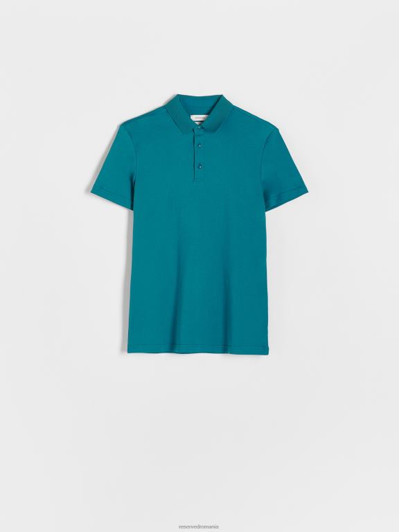 verde teal Reserved bărbați îmbrăcăminte tricou polo slim fit 648HZ1327
