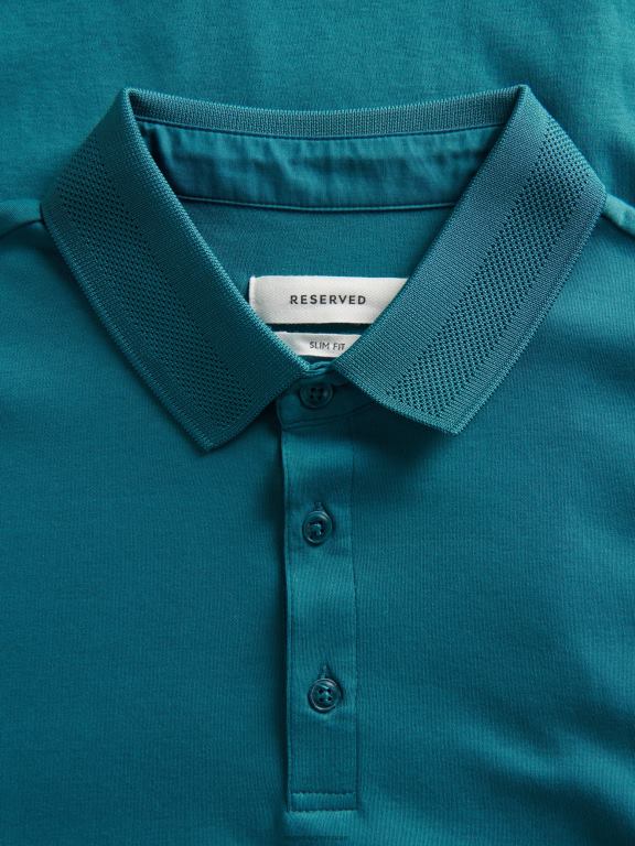 verde teal Reserved bărbați îmbrăcăminte tricou polo slim fit 648HZ1327