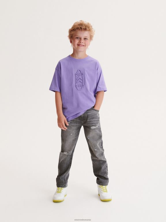 violet Reserved băieți îmbrăcăminte tricou supradimensionat cu imprimeu 648HZ2029