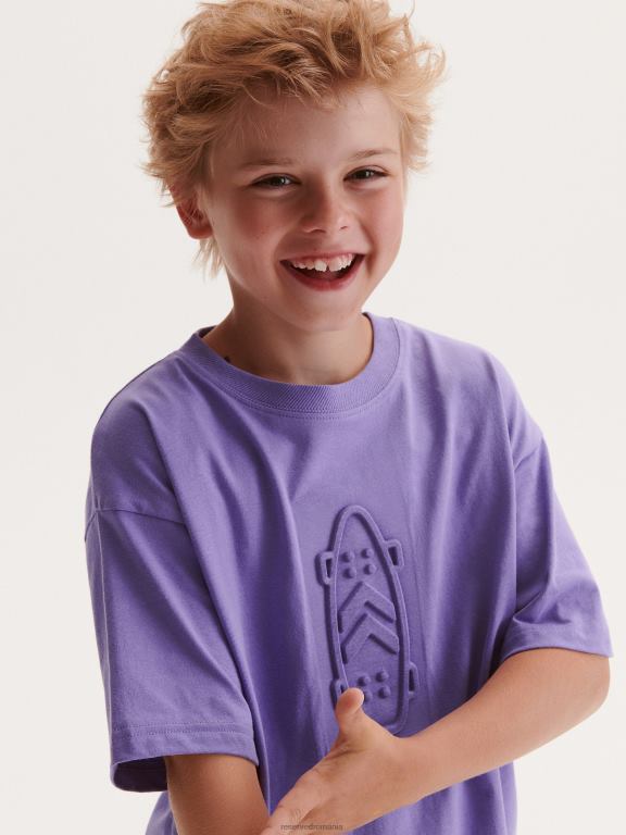 violet Reserved băieți îmbrăcăminte tricou supradimensionat cu imprimeu 648HZ2029